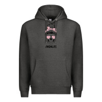 Charcoal Heather Pink Flower Mom Skull Premium Hoodie - Bettercallsaul