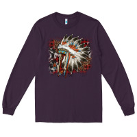 Plum İndian Headress Cowhide Long Sleeve Tee - AdoDesignShop