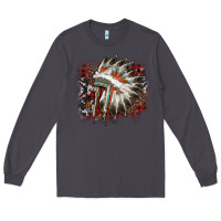 Smoke İndian Headress Cowhide Long Sleeve Tee - AdoDesignShop