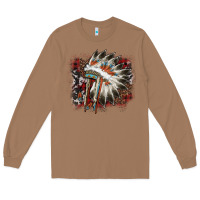 Toasted Coconut İndian Headress Cowhide Long Sleeve Tee - AdoDesignShop