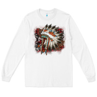White İndian Headress Cowhide Long Sleeve Tee - AdoDesignShop