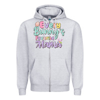 Heather Grey every bunny's favorite mama Zipper Hoodie - MaliasSmallBusiness
