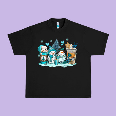 Winter Snowman Coffee Cups Urban Heavy Tee Designed By Adodesignshop