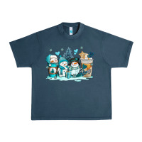 Midnight Navy winter snowman coffee cups Urban Heavy Tee - AdoDesignShop