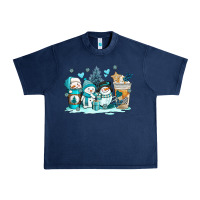 Navy winter snowman coffee cups Urban Heavy Tee - AdoDesignShop