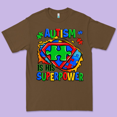 Autism Is His Superpower Ripped Premium Tee Designed By Zillion Design Studio