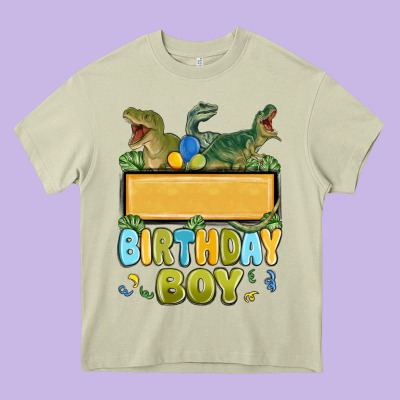 Customized Dinosaur Birthday Boy Heavy Core Tee Designed By Maliassmallbusiness