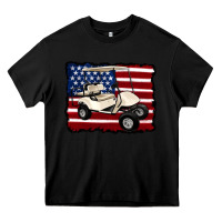 Black golf cart american flag Heavy Core Tee - Artiststas