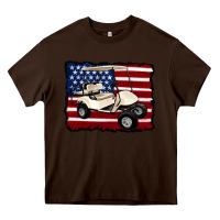 Chocolate Brown golf cart american flag Heavy Core Tee - Artiststas