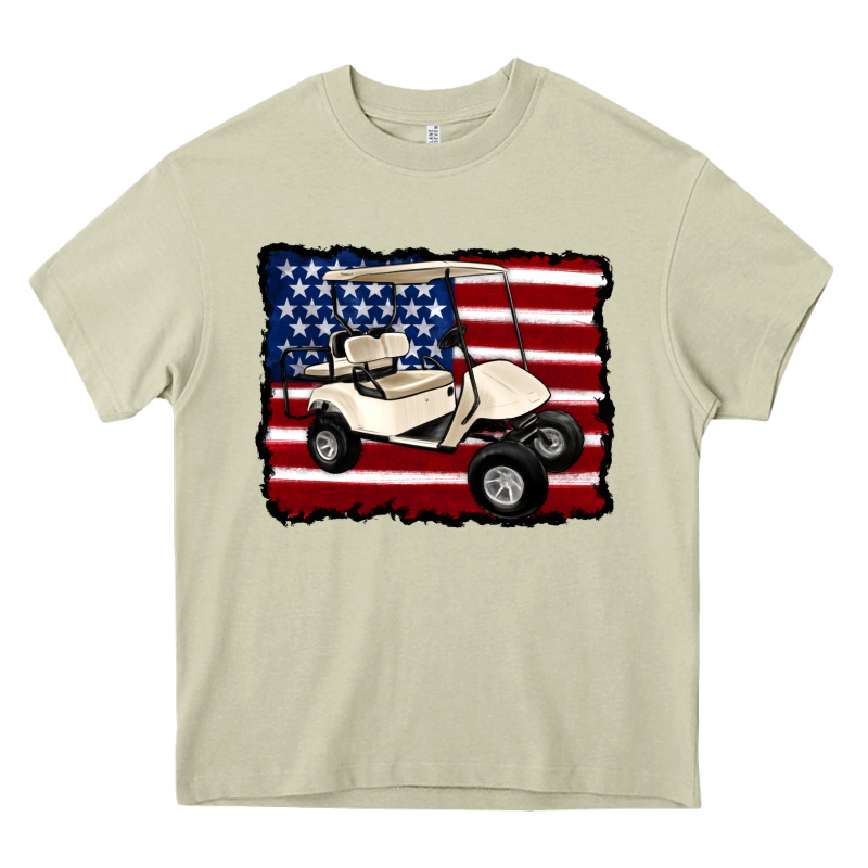 Golf Cart American Flag Heavy Core Tee by Artiststas | Teevron