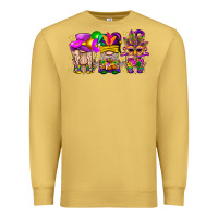 Antique Gold Mardi Gras Gnomies Cakes Flowers And Balloon Premium Sweatshirt - BundleAndBundleShop