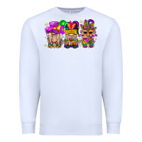 White Mardi Gras Gnomies Cakes Flowers And Balloon Premium Sweatshirt - BundleAndBundleShop