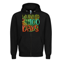 Black i survived 100 days Zipper Hoodie - MaliasSmallBusiness