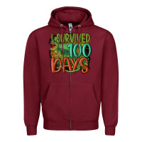 Burgundy i survived 100 days Zipper Hoodie - MaliasSmallBusiness
