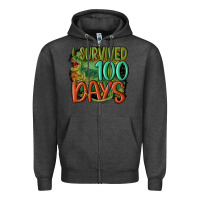Charcoal Heather i survived 100 days Zipper Hoodie - MaliasSmallBusiness
