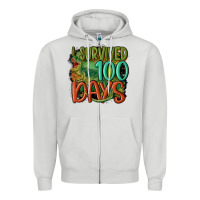 Dove Grey i survived 100 days Zipper Hoodie - MaliasSmallBusiness