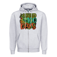Heather Grey i survived 100 days Zipper Hoodie - MaliasSmallBusiness