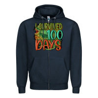 Navy i survived 100 days Zipper Hoodie - MaliasSmallBusiness