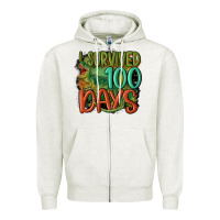 Oatmeal Heather i survived 100 days Zipper Hoodie - MaliasSmallBusiness