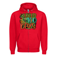 Red i survived 100 days Zipper Hoodie - MaliasSmallBusiness