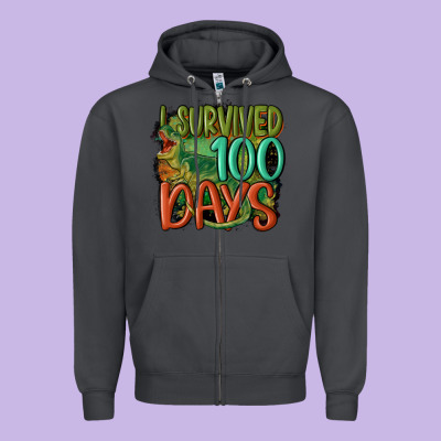 I Survived 100 Days Zipper Hoodie Designed By Maliassmallbusiness