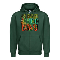 Sports Green i survived 100 days Zipper Hoodie - MaliasSmallBusiness