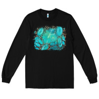 Black turquoise leopard background Long Sleeve Tee - AdoDesignShop