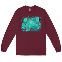 Burgundy turquoise leopard background Long Sleeve Tee - AdoDesignShop