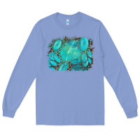 Colony Blue turquoise leopard background Long Sleeve Tee - AdoDesignShop