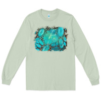 Matcha turquoise leopard background Long Sleeve Tee - AdoDesignShop