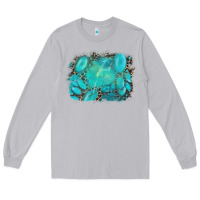 Moon Dust turquoise leopard background Long Sleeve Tee - AdoDesignShop