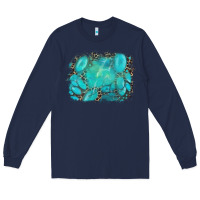 Navy turquoise leopard background Long Sleeve Tee - AdoDesignShop