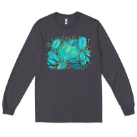 Smoke turquoise leopard background Long Sleeve Tee - AdoDesignShop