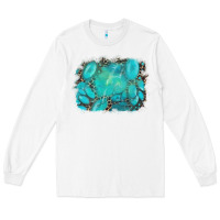 White turquoise leopard background Long Sleeve Tee - AdoDesignShop