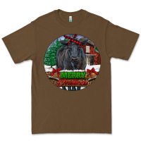 Cacao Black Angus Cattle Merry Christmas Premium Tee - RanaPortraitStore