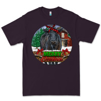 Plum Black Angus Cattle Merry Christmas Premium Tee - RanaPortraitStore