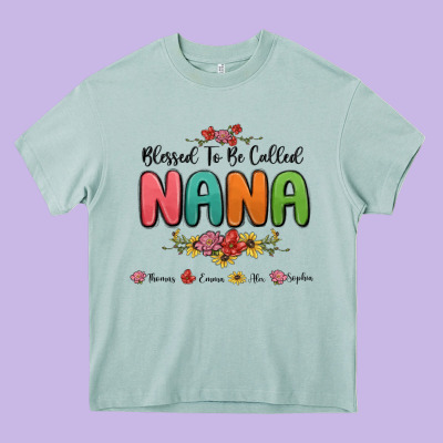 Blessed To Be Called Nana Heavy Core Tee Designed By Maliassmallbusiness