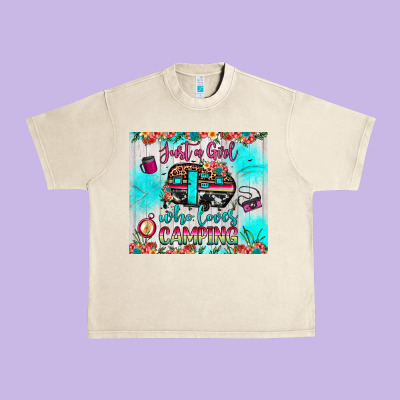 Just A Girl Who Loves Camping Urban Heavy Tee Designed By Jahusdesignshop