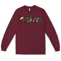 Burgundy believe Christmas tree Long Sleeve Tee - AdoDesignShop