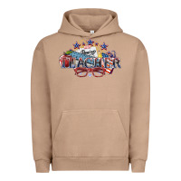 Pigment Burro American Teacher 4th of july Urban Hoodie - HowdyJamesFarm
