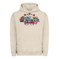 Pigment French Oak American Teacher 4th of july Urban Hoodie - HowdyJamesFarm