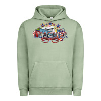 Pigment Oil Green American Teacher 4th of july Urban Hoodie - HowdyJamesFarm