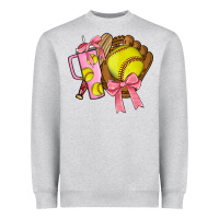 Heather Grey softball coquette bow Heavyweight Sweatshirt - JahusDesignShop
