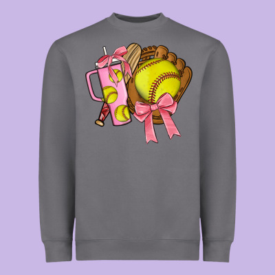 Softball Coquette Bow Heavyweight Sweatshirt Designed By Jahusdesignshop