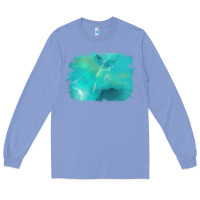 Colony Blue turquoise background Long Sleeve Tee - AdoDesignShop