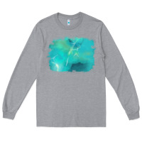 Heather Grey turquoise background Long Sleeve Tee - AdoDesignShop