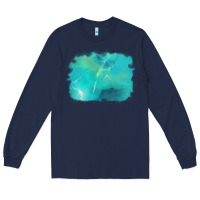 Navy turquoise background Long Sleeve Tee - AdoDesignShop