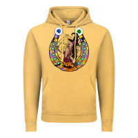 Vintage Mustard Halloween Horseshoe Vintage Hoodie - CowhideDigitalArt