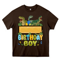 Chocolate Brown customized dinosaur birthday boy Heavy Core Tee - MaliasSmallBusiness