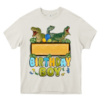 Cream customized dinosaur birthday boy Heavy Core Tee - MaliasSmallBusiness